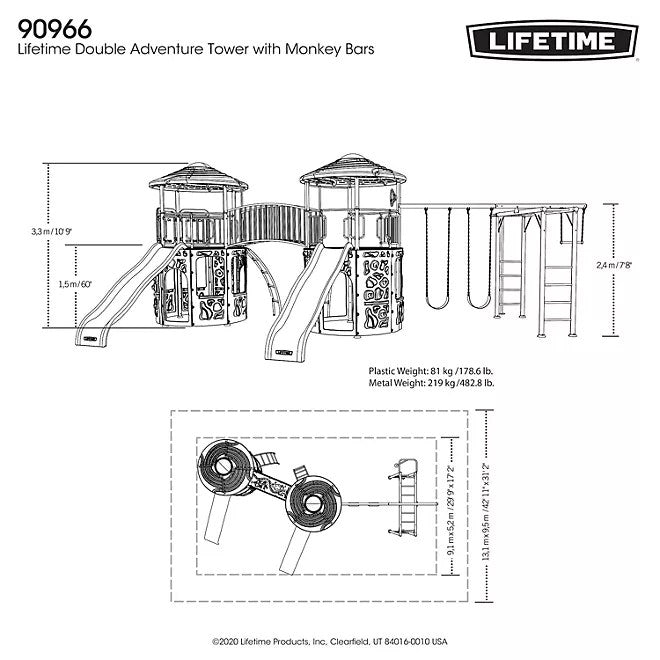 Lifetime 90966 Double Adventure Tower with Monkey Bars