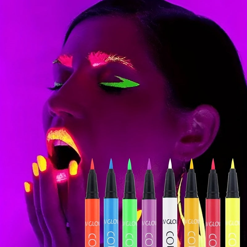 Vibrant 8Color UV Glow Liquid Eyeliner Set